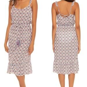 BECCA Marrakesh Ruffled Swim Cover Up Midi Dress In Cream Purple